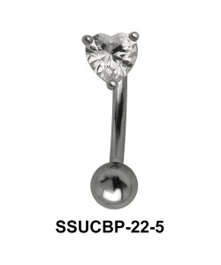 Stone Set Heart Upper Belly Piercing SSUCBP-22-5