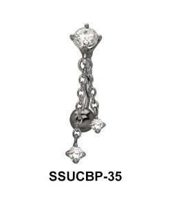 Stone Chain n Balls Upper Belly Piercing SSUCBP-35