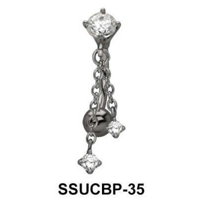 Stone Chain n Balls Upper Belly Piercing SSUCBP-35