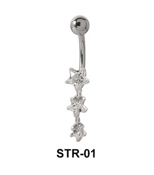 Multi Stone Glittering Star Belly Rings STR-01