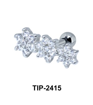 Beautiful Flower CZ Helix Ear Piercing TIP-2415