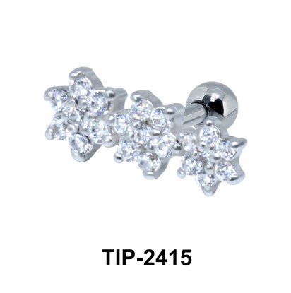 Beautiful Flower CZ Helix Ear Piercing TIP-2415