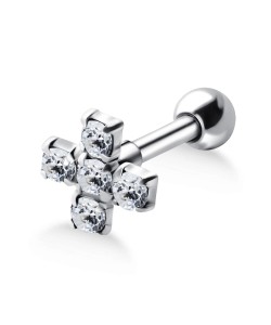 Stone Set Cross Shaped Helix Piercing TIP-681m