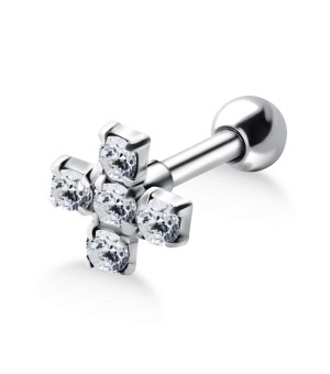 Stone Set Cross Shaped Helix Piercing TIP-681m