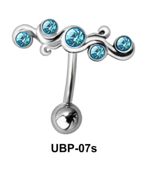 Multi Stone Design Upper Belly Piercing UBP-07s