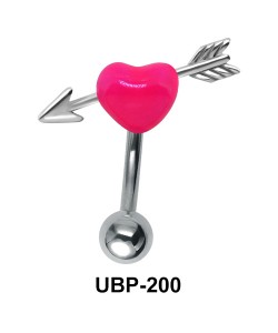 Fluorescent Pink Heart Sign Belly Piercing UBP-200