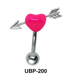 Fluorescent Pink Heart Sign Belly Piercing UBP-200