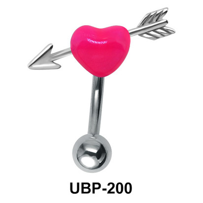 Fluorescent Pink Heart Sign Belly Piercing UBP-200