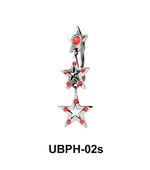 Triple Star Upper Belly Piercing UBPH-02s