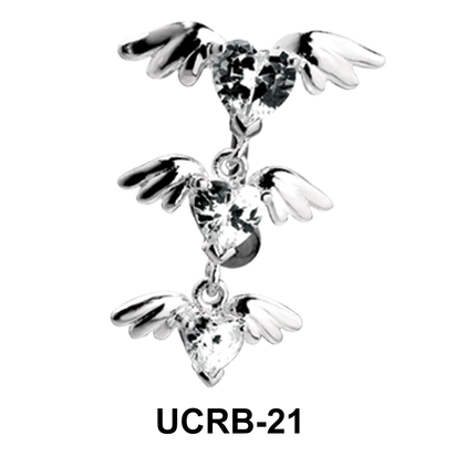 Winged Series of Hearts Shaped Upper Belly Piercing UCRB-21