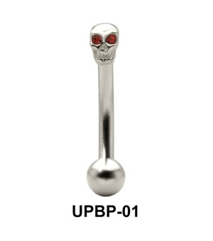 Stone Set Skull Upper Belly Piercing UPBP-01