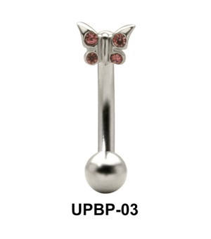 Stone Studded Butterfly Upper Belly Piercing UPBP-03