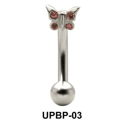 Stone Studded Butterfly Upper Belly Piercing UPBP-03