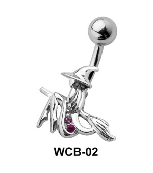 Witch on Broom Belly Piercing WCB-02