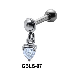 Heart CZ External Dangling Ear Piercing GBLS-07