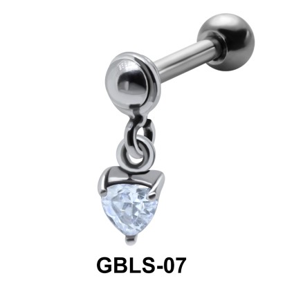 Heart CZ External Dangling Ear Piercing GBLS-07