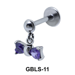 Bow Stone Set External Dangling Ear Piercing GBLS-11