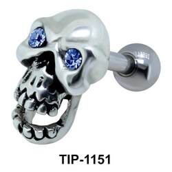 Stone Set Skull Shaped Helix Piercing TIP-1151