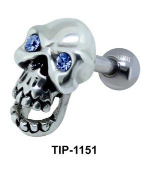 Stone Set Skull Shaped Helix Piercing TIP-1151