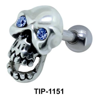 Stone Set Skull Shaped Helix Piercing TIP-1151