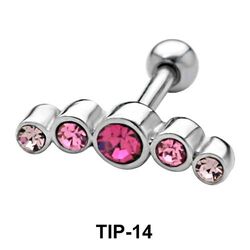Pink Stones Helix Ear Piercing TIP-14