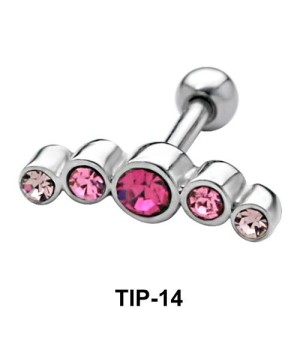 Pink Stones Helix Ear Piercing TIP-14