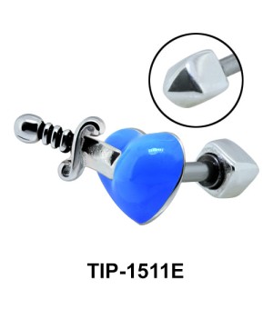 Blue Pierced Heart Helix Ear Piercing TIP-1511E 