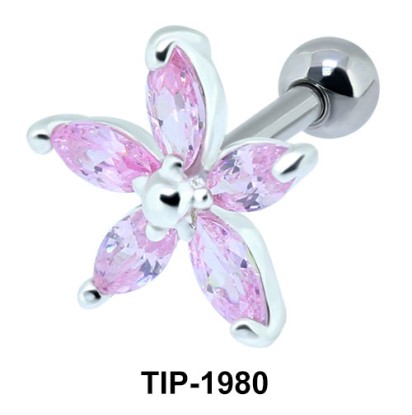 Floral Stone Helix Ear Piercing TIP-1980