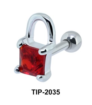Red Stone Lock Helix Ear Piercing TIP-2035