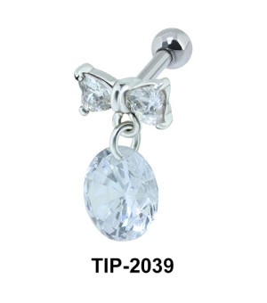 Hanging Stone Bow Helix Ear Piercing TIP-2039