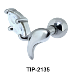 Pear Cut Stone Helix Ear Piercing TIP-2135