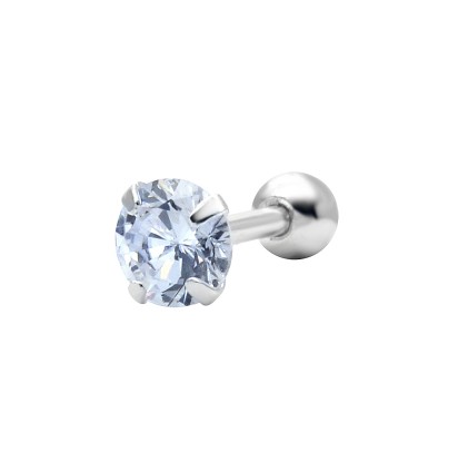 Round CZ Stone Silver Helix Ear TIP-2517