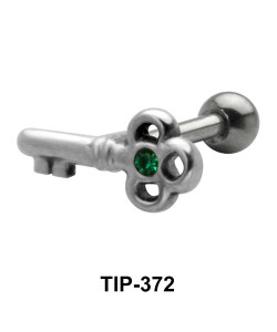 Stone Set Key Shaped Helix Piercing TIP-372