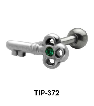 Stone Set Key Shaped Helix Piercing TIP-372