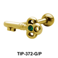 Stone Set Key Shaped Helix Piercing TIP-372