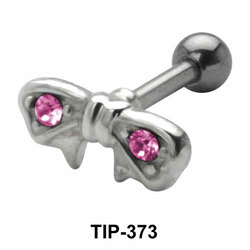 Stone Set Bow Shaped Helix Piercing TIP-373