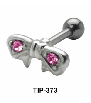 Stone Set Bow Shaped Helix Piercing TIP-373