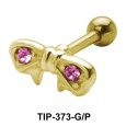 Stone Set Bow Shaped Helix Piercing TIP-373