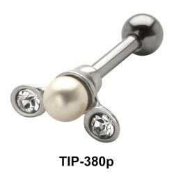 Pearl and Stone Set Helix Piercing TIP-380P