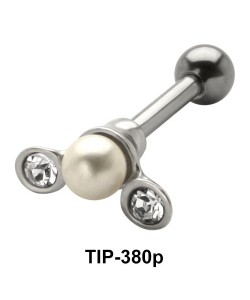 Pearl and Stone Set Helix Piercing TIP-380P