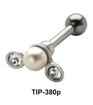 Pearl and Stone Set Helix Piercing TIP-380P