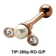 Pearl and Stone Set Helix Piercing TIP-380P