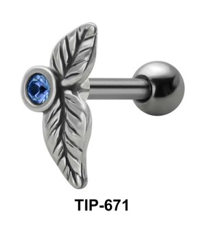 Stone Set Leaf Shaped Helix Piercing TIP-671