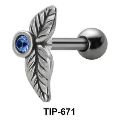 Stone Set Leaf Shaped Helix Piercing TIP-671