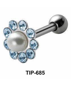 Pearl and Stones Set Helix Piercing TIP-685