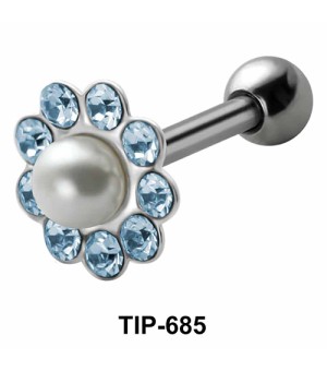 Pearl and Stones Set Helix Piercing TIP-685