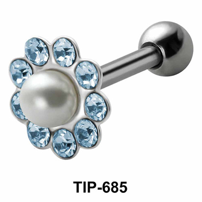 Pearl and Stones Set Helix Piercing TIP-685