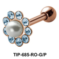 Pearl and Stones Set Helix Piercing TIP-685
