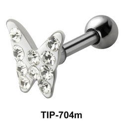 Stone Studded Butterfly Shaped Helix Piercing TIP-704m