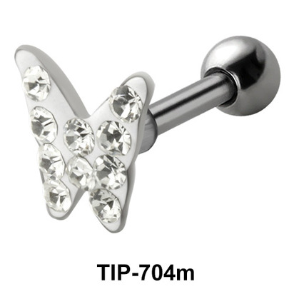 Stone Studded Butterfly Shaped Helix Piercing TIP-704m